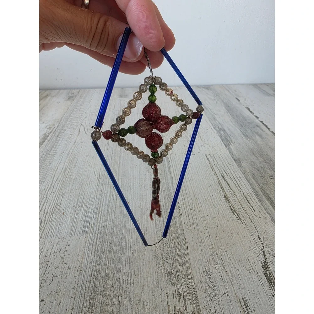 Antique diamond mercury glass Czech ornament Xmas tree